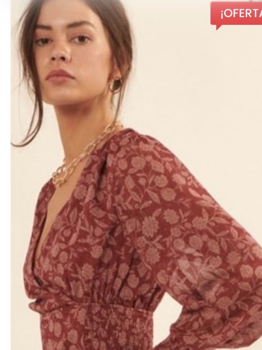 #752 Promesa NWOT Dusty Rose Blouse with Burgundy Accents - Picture 3 of 13